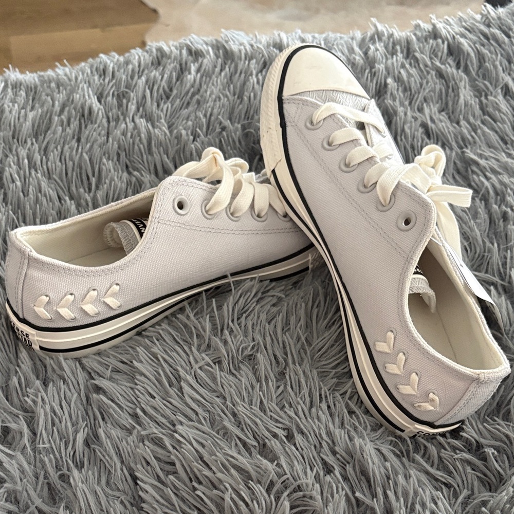 Converse White Sneakers with Heart Accents